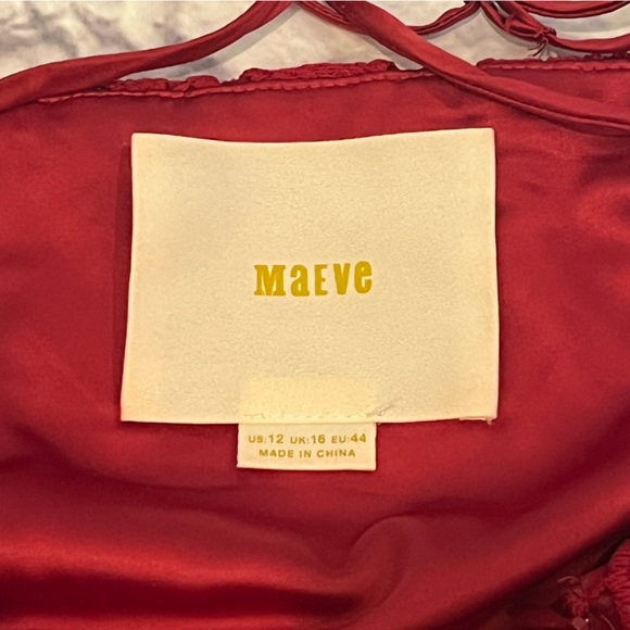 Maeve Anthropologie Red Lace Summer Moon Dress Womens  Strappy babydoll 12 - Picture 4 of 6
